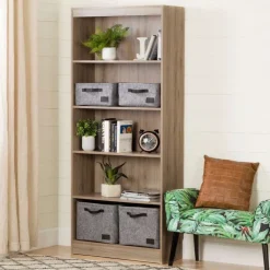 Meubles South Shore 5-Shelf Bookcase - South Shore Rustic Oak Hot