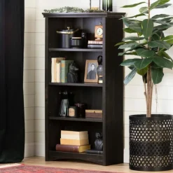 Meubles South Shore 4-Shelf Bookcase - South Shore Rubbed Black New