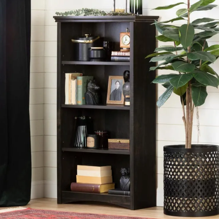 Meubles South Shore 4-Shelf Bookcase - South Shore Rubbed Black New