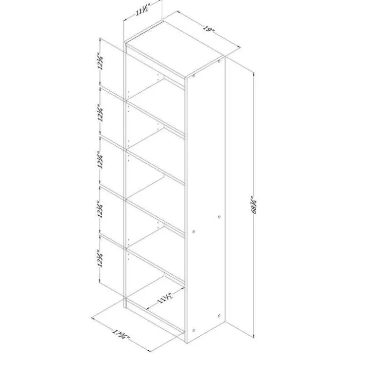 Meubles South Shore 5-Shelf Narrow Bookcase - South Shore Pure Black Sale