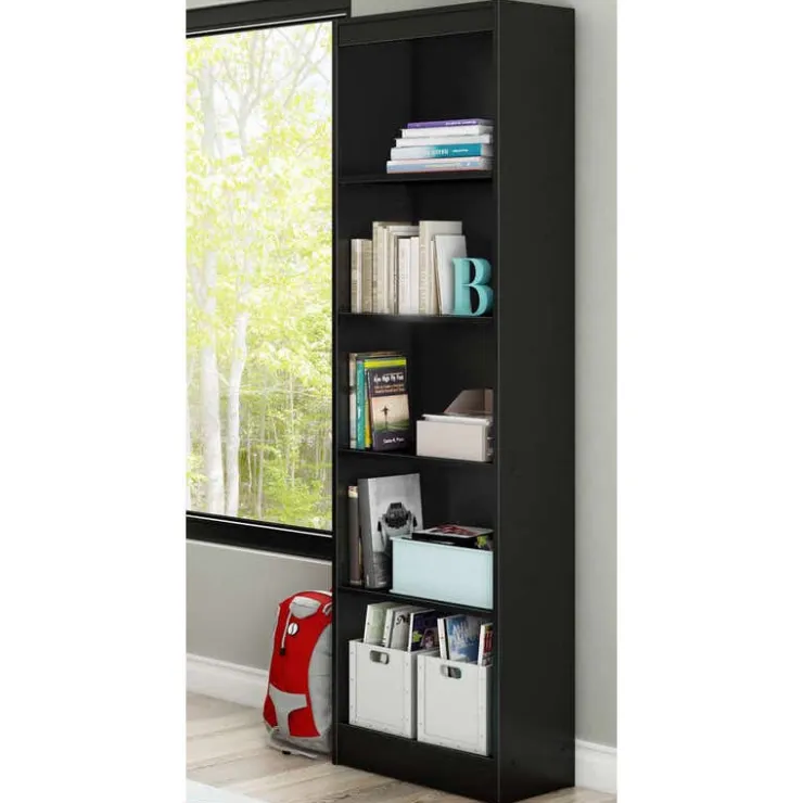 Meubles South Shore 5-Shelf Narrow Bookcase - South Shore Pure Black Sale
