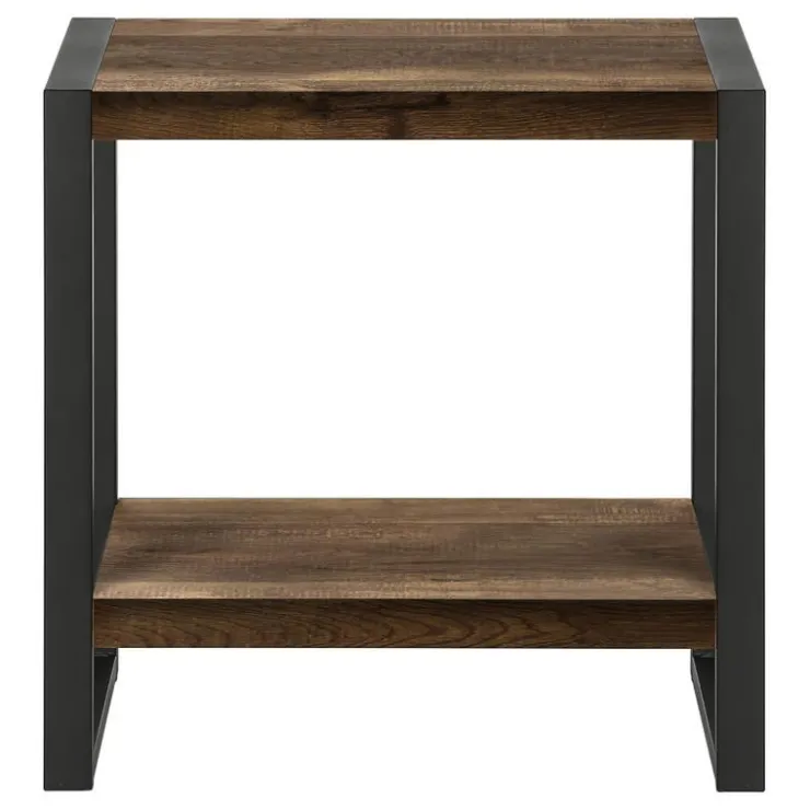 Monarch Side table - 2 tiers / 1 shelf / rectangular - 24"h - reclaimed wood-lo - Brown
