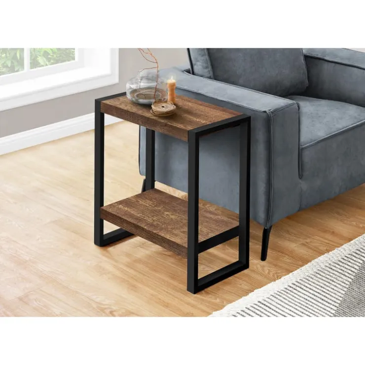 Monarch Side table - 2 tiers / 1 shelf / rectangular - 24"h - reclaimed wood-lo - Brown