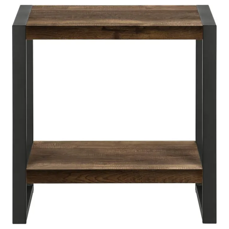 Monarch Side table - 2 tiers / 1 shelf / rectangular - 24"h - reclaimed wood-lo - Brown