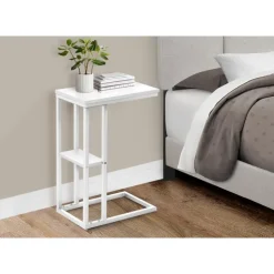 Monarch Side table / c table - 1 storage shelf / rectangular - 25"h - / met - White Sale