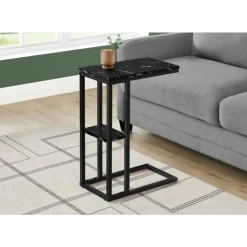 Monarch Side table / c table - 1 storage shelf / rectangular - 25"h - marble-lo - Black Outlet