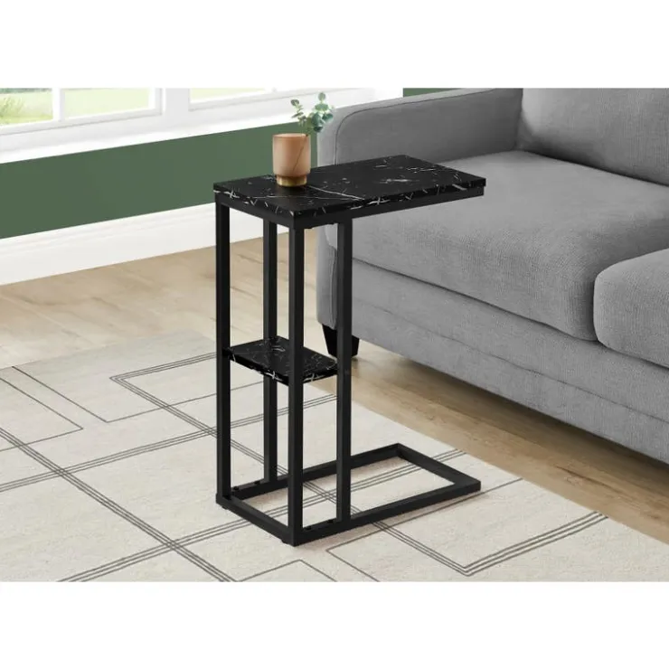 Monarch Side table / c table - 1 storage shelf / rectangular - 25"h - marble-lo - Black Outlet
