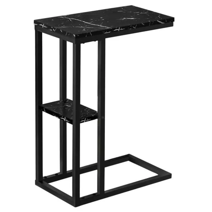 Monarch Side table / c table - 1 storage shelf / rectangular - 25"h - marble-lo - Black Outlet