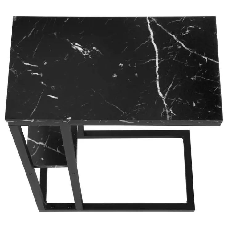 Monarch Side table / c table - 1 storage shelf / rectangular - 25"h - marble-lo - Black Outlet