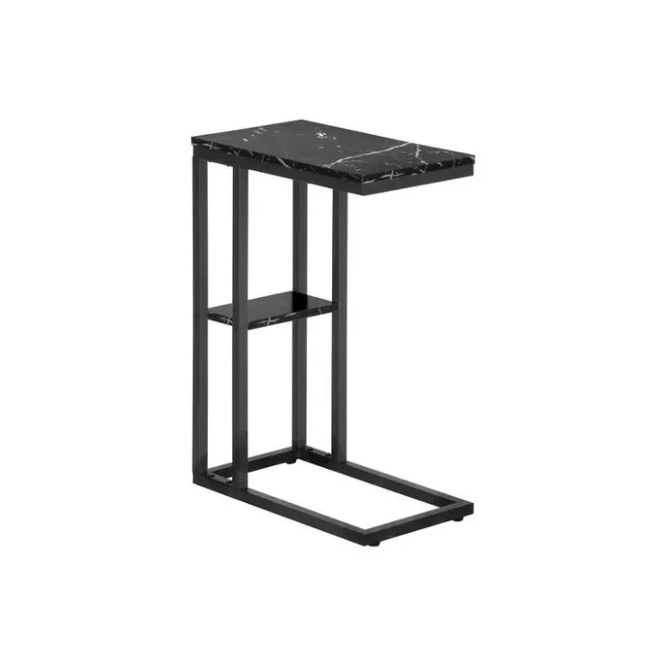 Monarch Side table / c table - 1 storage shelf / rectangular - 25"h - marble-lo - Black Outlet