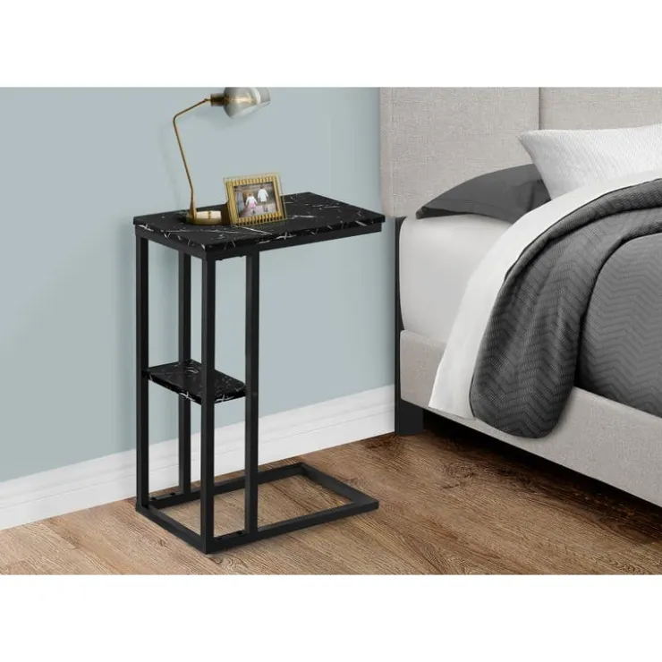 Monarch Side table / c table - 1 storage shelf / rectangular - 25"h - marble-lo - Black Outlet