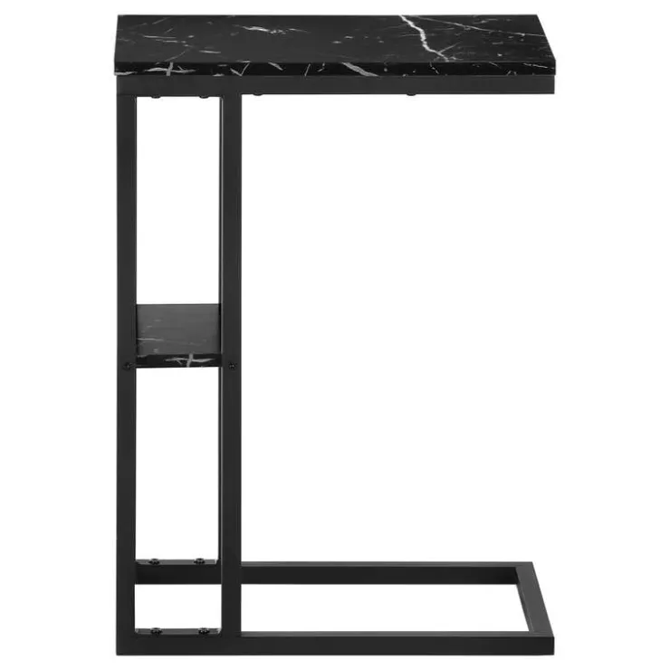 Monarch Side table / c table - 1 storage shelf / rectangular - 25"h - marble-lo - Black Outlet