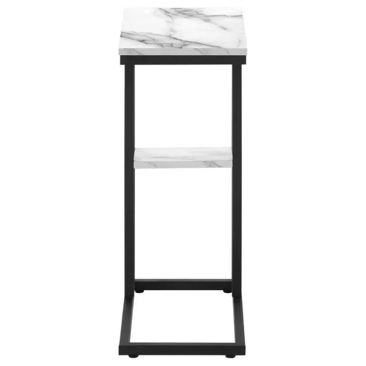 Monarch Side table / c table - 1 storage shelf / rectangular - 25"h - marble-lo - White