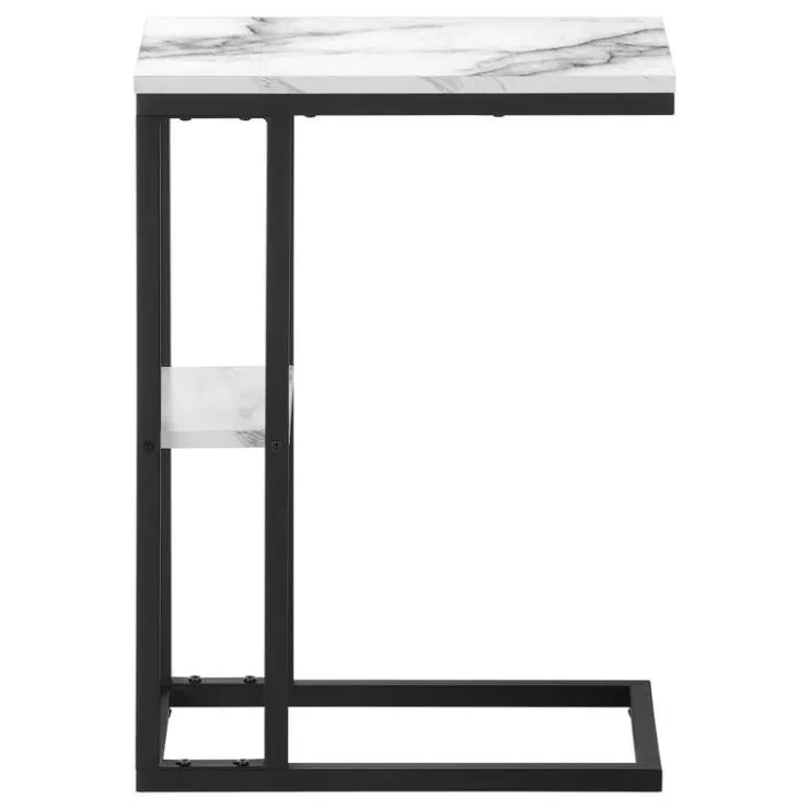 Monarch Side table / c table - 1 storage shelf / rectangular - 25"h - marble-lo - White