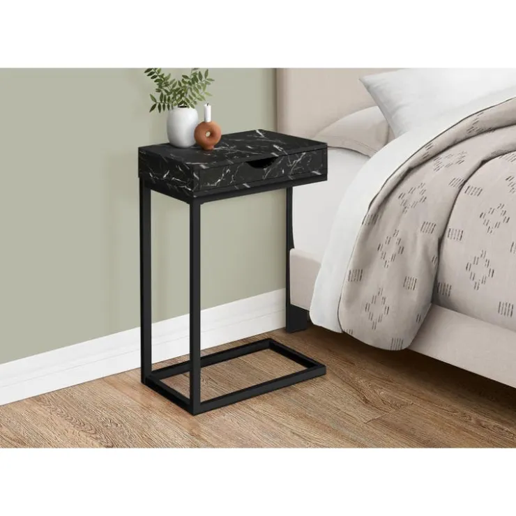 Monarch Side table / c table - 1 storage drawer, pass-through / rectangular - 25"h - - Black Outlet