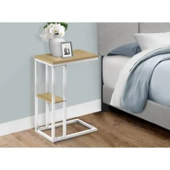 Monarch Side table / c table - 1 storage shelf / rectangular - 25"h - /white m - Natural Best
