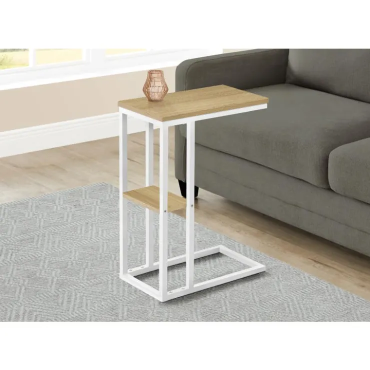Monarch Side table / c table - 1 storage shelf / rectangular - 25"h - /white m - Natural Best