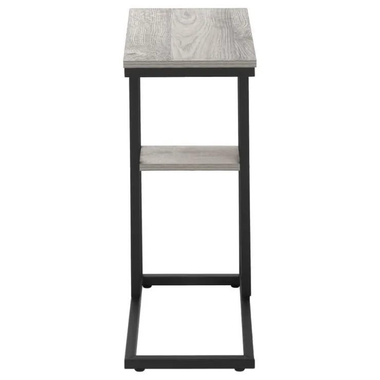 Monarch Side table / c table - 1 storage shelf / rectangular - 25"h - /black meta - Grey Clearance