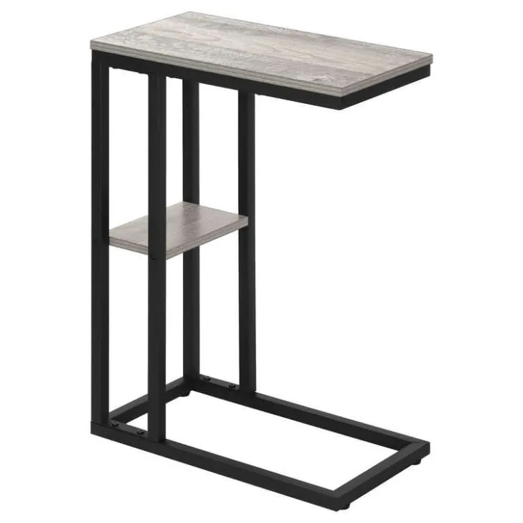 Monarch Side table / c table - 1 storage shelf / rectangular - 25"h - /black meta - Grey Clearance