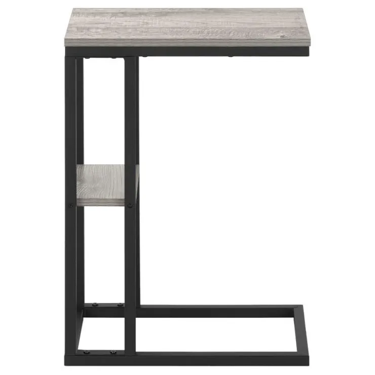 Monarch Side table / c table - 1 storage shelf / rectangular - 25"h - /black meta - Grey Clearance