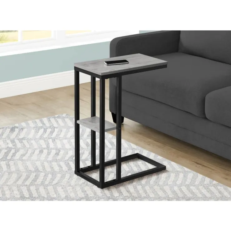 Monarch Side table / c table - 1 storage shelf / rectangular - 25"h - /black meta - Grey Clearance