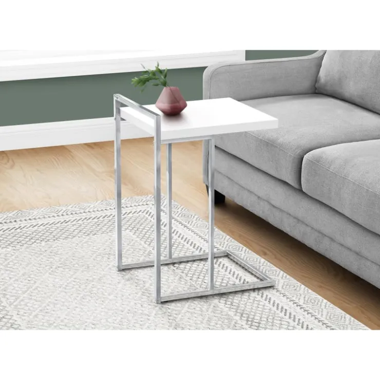 Monarch Side table / c table - thick-panel top / wide / rectangular - 25"h - glossy w - White