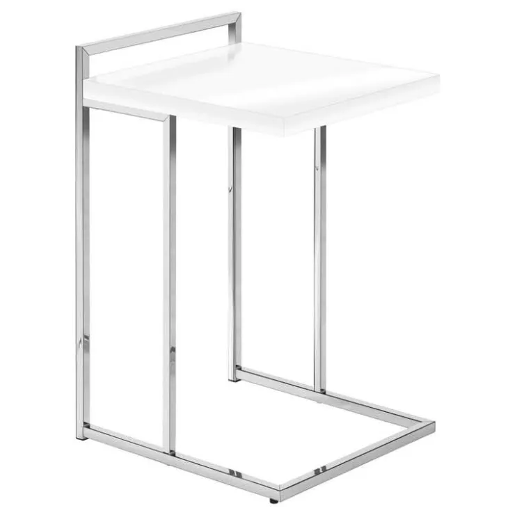 Monarch Side table / c table - thick-panel top / wide / rectangular - 25"h - glossy w - White