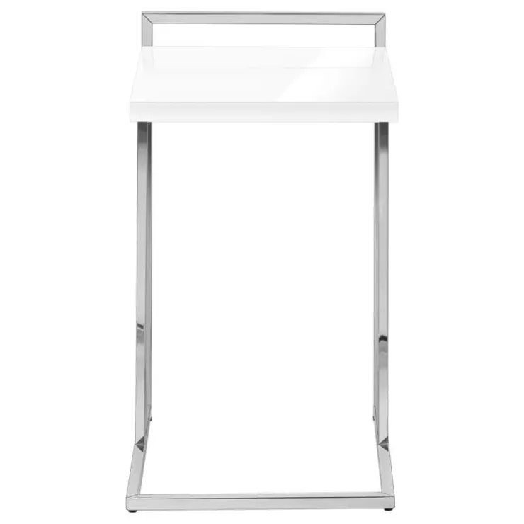 Monarch Side table / c table - thick-panel top / wide / rectangular - 25"h - glossy w - White
