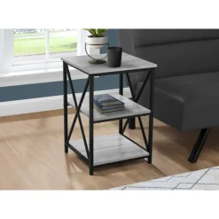 Monarch Side table / nightstand - 3 tiers / 2 shelves / square - 26"h - wood-loo - Grey Outlet