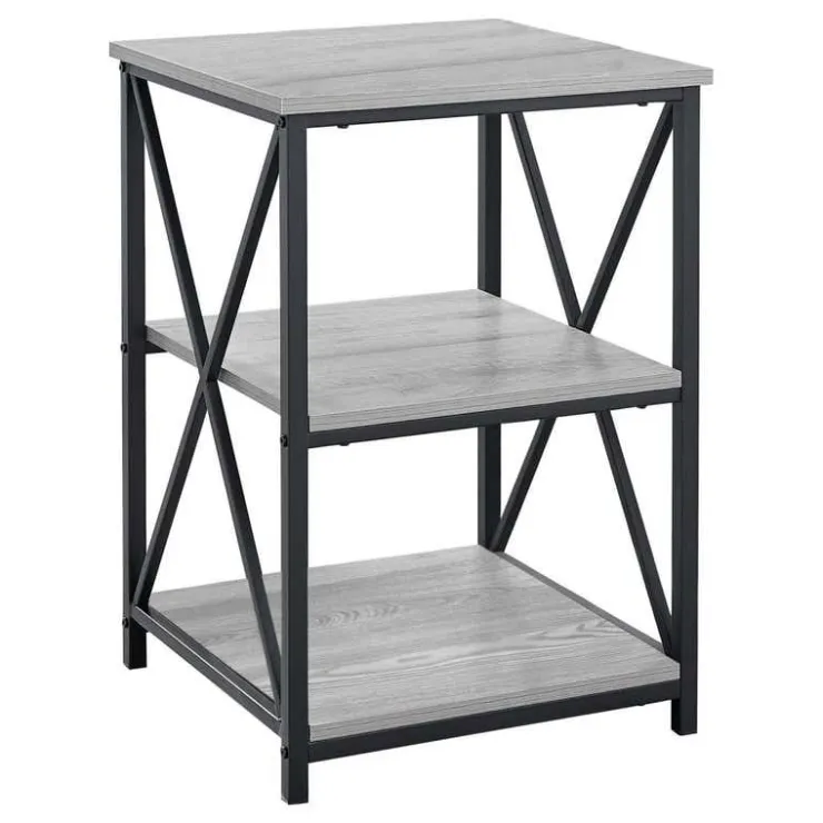 Monarch Side table / nightstand - 3 tiers / 2 shelves / square - 26"h - wood-loo - Grey Outlet