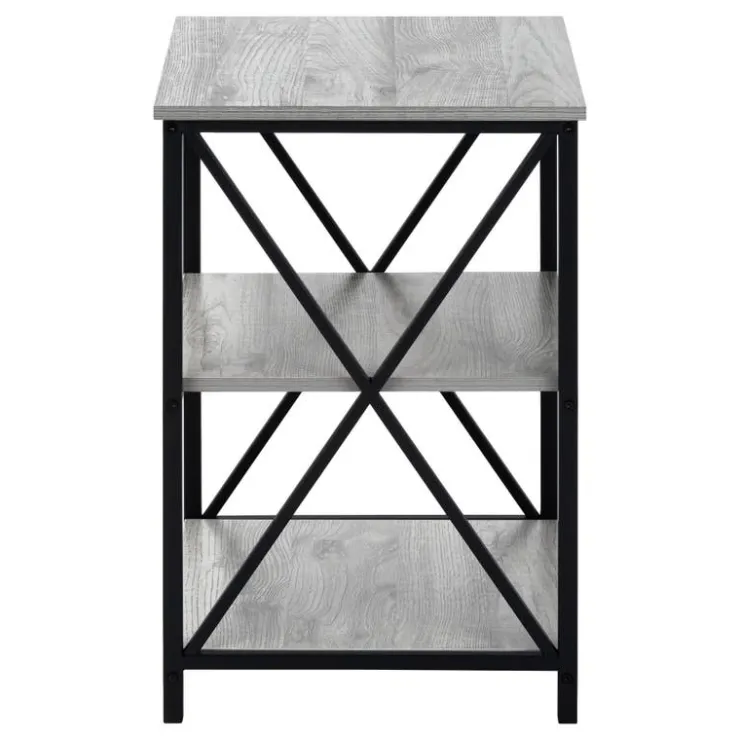 Monarch Side table / nightstand - 3 tiers / 2 shelves / square - 26"h - wood-loo - Grey Outlet