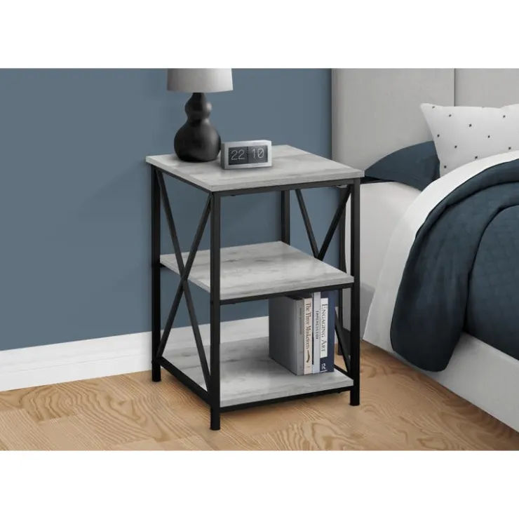 Monarch Side table / nightstand - 3 tiers / 2 shelves / square - 26"h - wood-loo - Grey Outlet