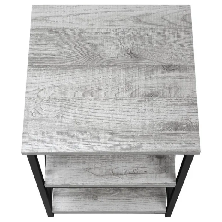 Monarch Side table / nightstand - 3 tiers / 2 shelves / square - 26"h - wood-loo - Grey Outlet
