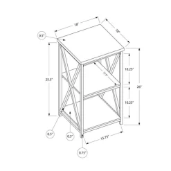 Monarch Side table / nightstand - 3 tiers / 2 shelves / square - 26