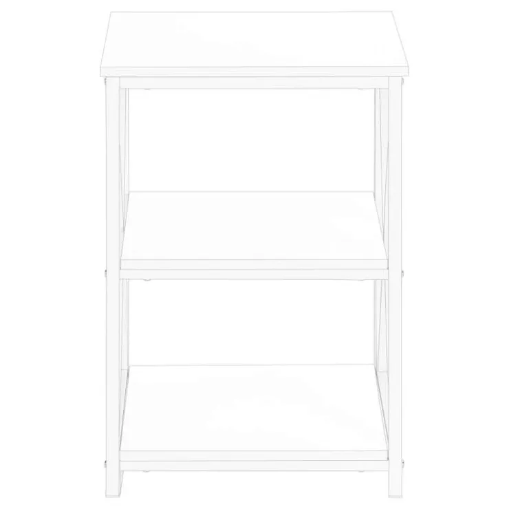 Monarch Side table / nightstand - 3 tiers / 2 shelves / square - 26"h - / - White Outlet