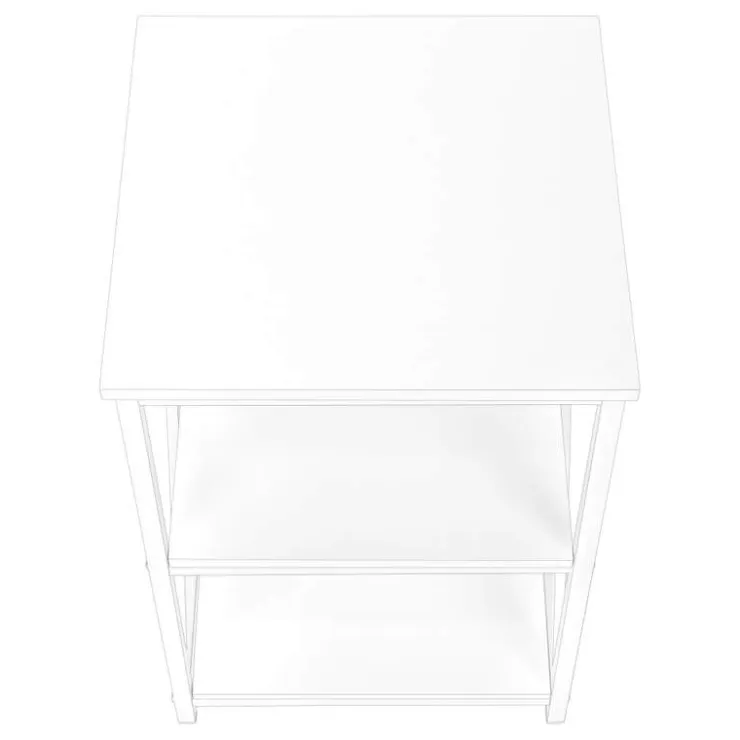 Monarch Side table / nightstand - 3 tiers / 2 shelves / square - 26"h - / - White Outlet