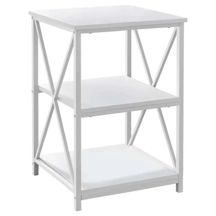 Monarch Side table / nightstand - 3 tiers / 2 shelves / square - 26"h - / - White Outlet