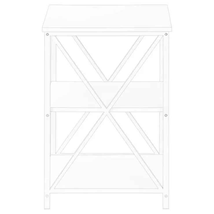 Monarch Side table / nightstand - 3 tiers / 2 shelves / square - 26"h - / - White Outlet