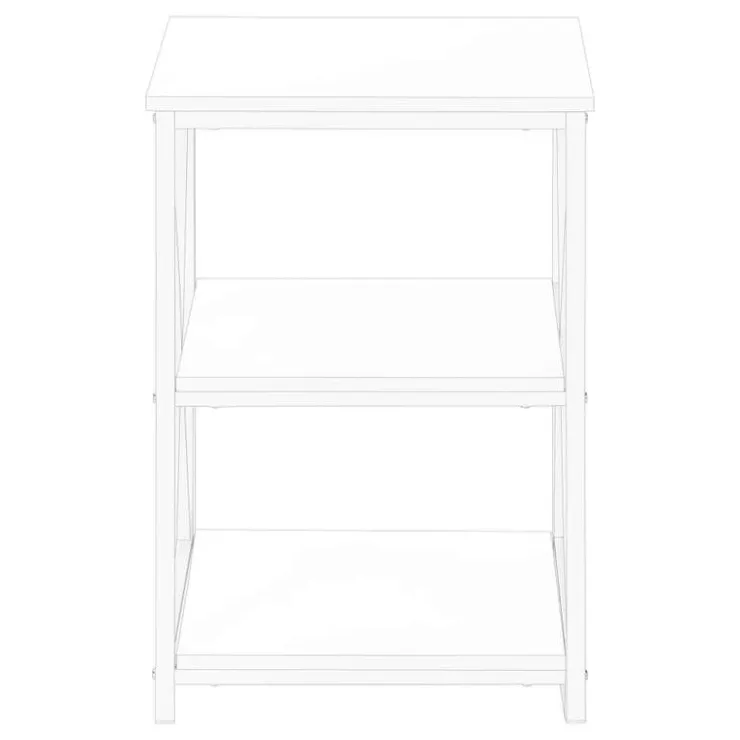 Monarch Side table / nightstand - 3 tiers / 2 shelves / square - 26"h - / - White Outlet