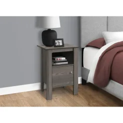 Monarch Side table / nightstand - open shelf / storage cabinet / rectangular / square - Grey