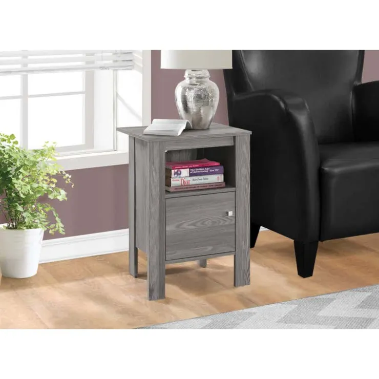 Monarch Side table / nightstand - open shelf / storage cabinet / rectangular / square - Grey