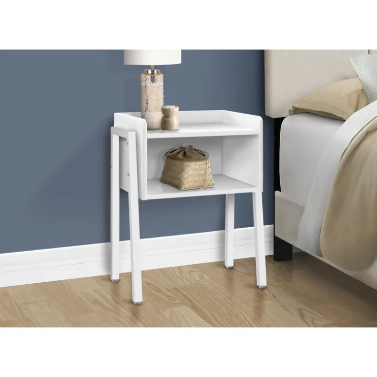 Monarch Side table / nightstand - tray top / 1 storage cubby / rectangular - 23"h - w - White