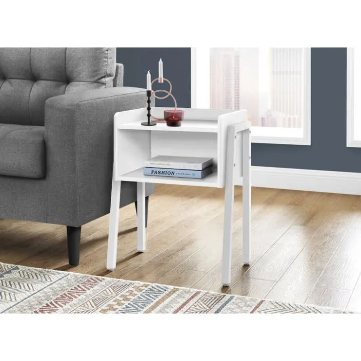Monarch Side table / nightstand - tray top / 1 storage cubby / rectangular - 23"h - w - White