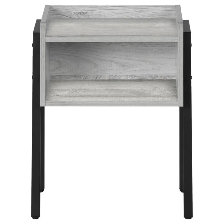 Monarch Side table / nightstand - tray top / 1 storage cubby / rectangular - 23"h - g - Grey Sale