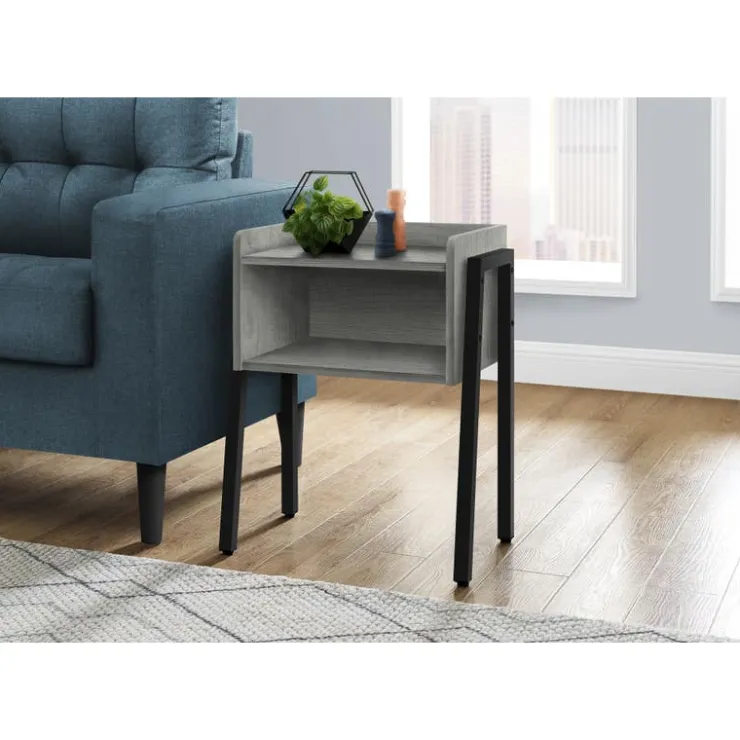 Monarch Side table / nightstand - tray top / 1 storage cubby / rectangular - 23"h - g - Grey Sale