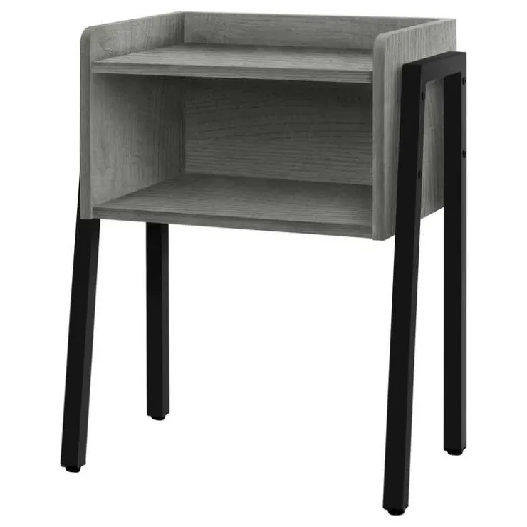Monarch Side table / nightstand - tray top / 1 storage cubby / rectangular - 23"h - g - Grey Sale