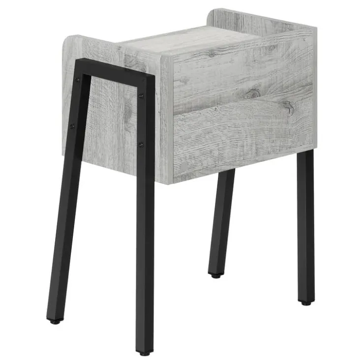 Monarch Side table / nightstand - tray top / 1 storage cubby / rectangular - 23"h - g - Grey Sale