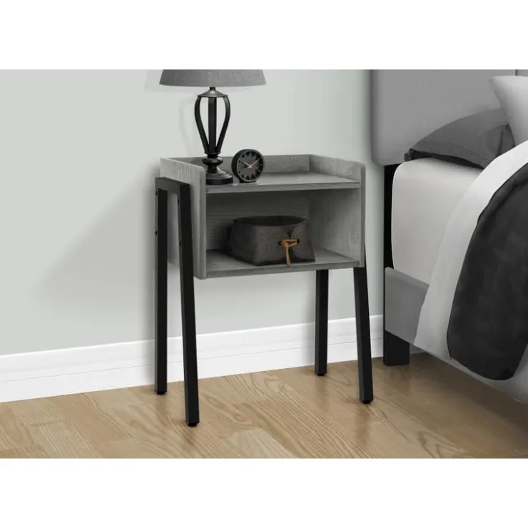 Monarch Side table / nightstand - tray top / 1 storage cubby / rectangular - 23"h - g - Grey Sale
