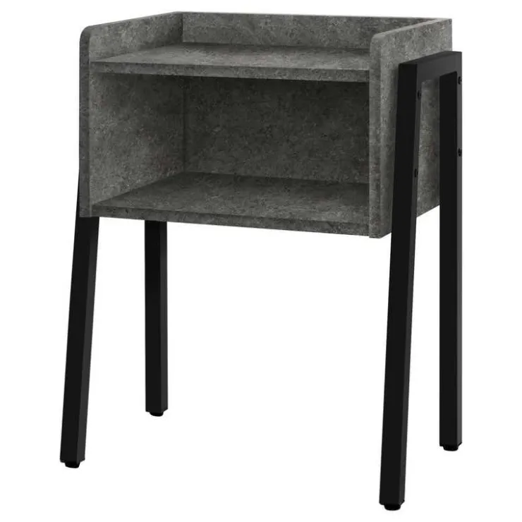Monarch Side table / nightstand - tray top / 1 storage cubby / rectangular - 23"h - g - Grey Clearance