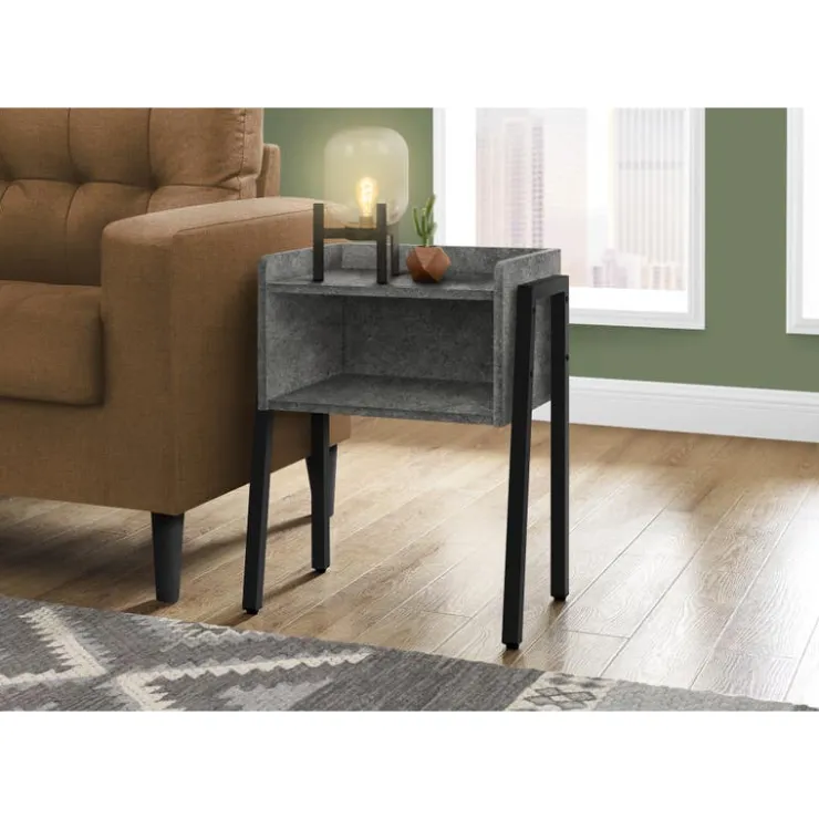 Monarch Side table / nightstand - tray top / 1 storage cubby / rectangular - 23"h - g - Grey Clearance